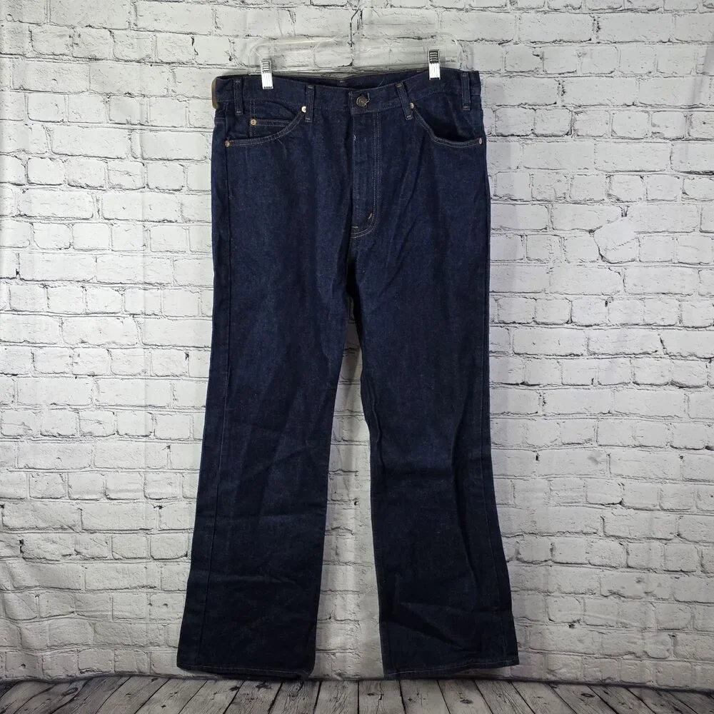 Vtg 80s JC Penney Men's 38x32 Blue Dark Denim Boot Cut Jeans